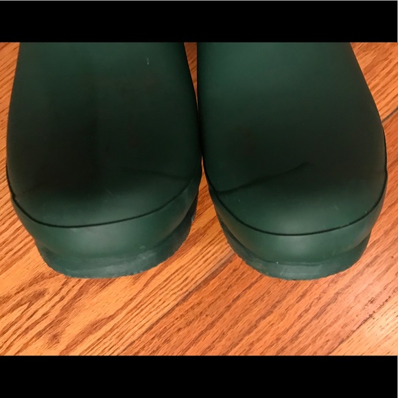 matte green hunter rain boots
